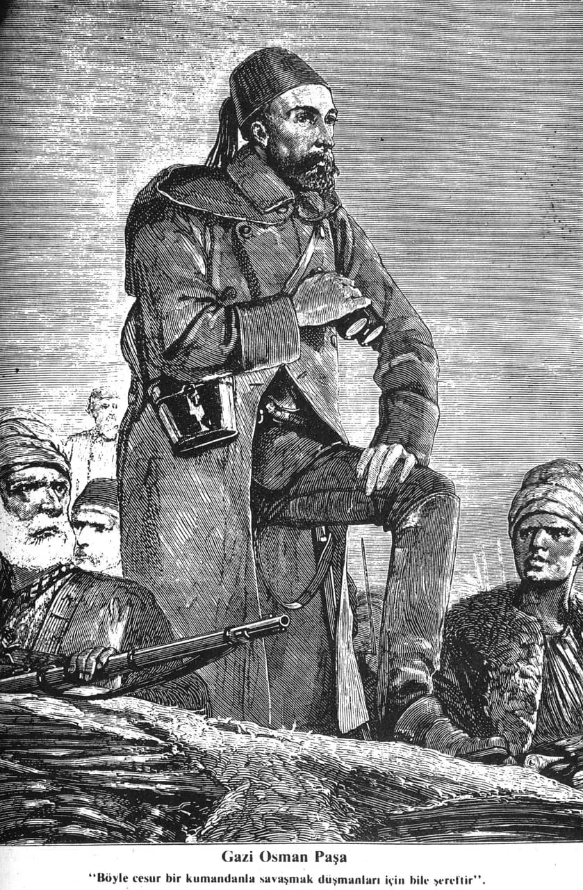 Gazi Osman Paşa, Plevne Muharebesi esnasında görülüyor